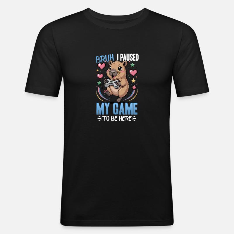 Capybara Gamer Gaming - T-shirt près du corps Homme - noir
