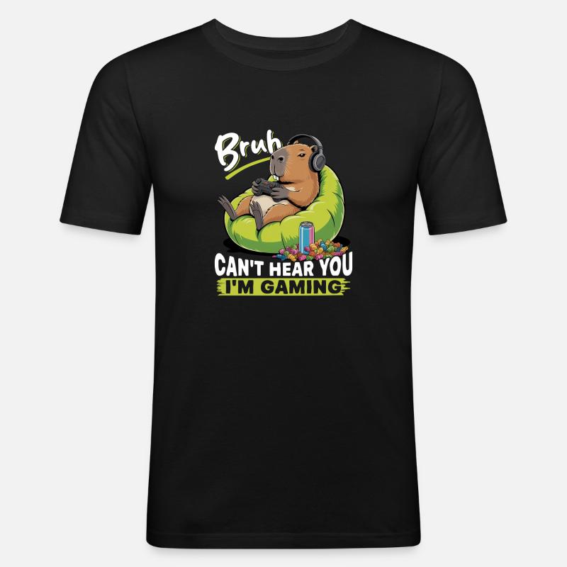 Capybara Gamer Gaming - Men's Slim Fit T-Shirt - black
