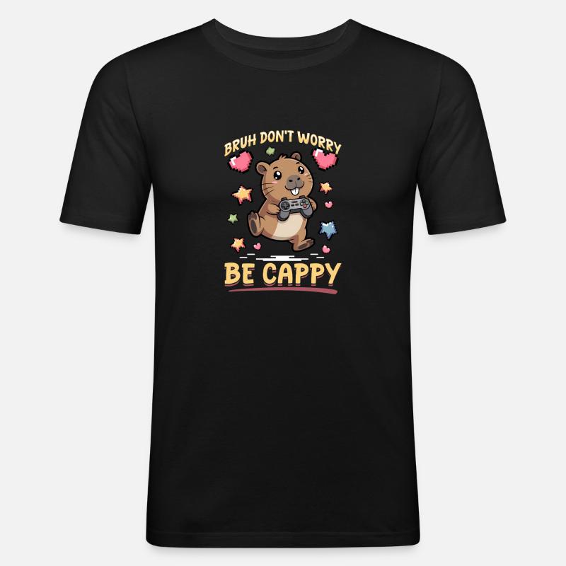 Capybara Gamer Gaming - Men's Slim Fit T-Shirt - black