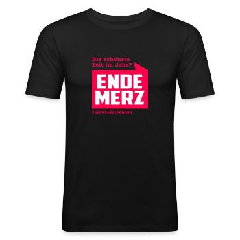 ENDE MERZ - Männer Slim Fit T-Shirt - Schwarz - Vorne - Nik (191cm)