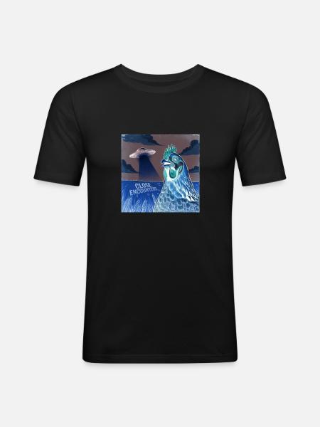 Aliens and Chickens: Unexpected Encounters - Men's Slim Fit T-Shirt - black