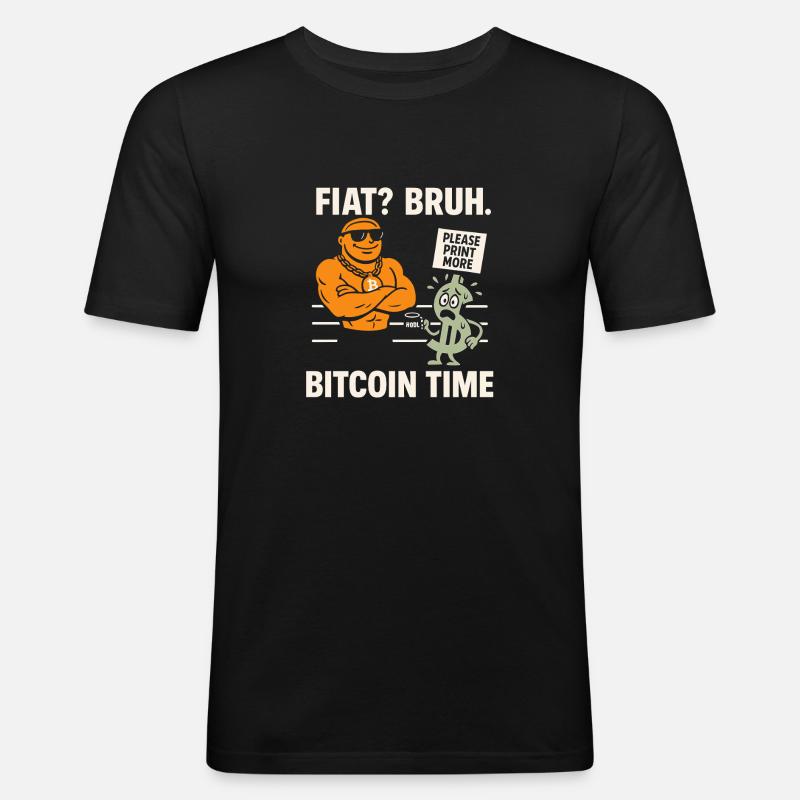 Bitcoin - Männer Slim Fit T-Shirt - Schwarz