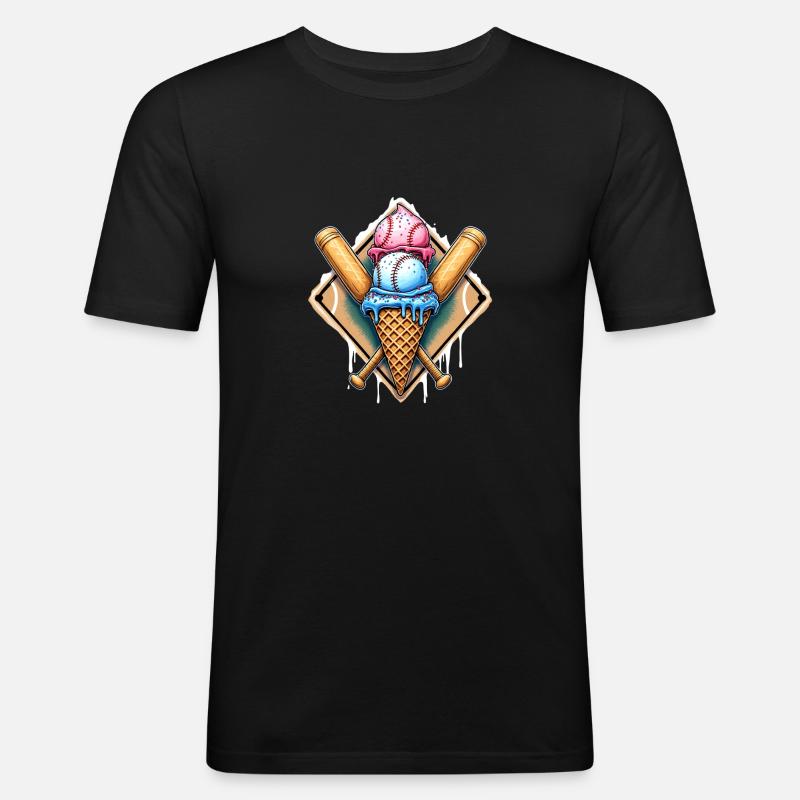 Baseball Eis Baseballschläger - Männer Slim Fit T-Shirt - Schwarz