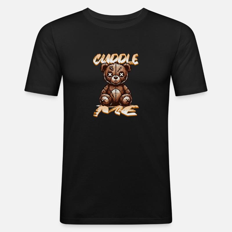 Cuddle me Bear - Männer Slim Fit T-Shirt - Schwarz