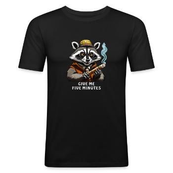 WASCHBÄR JOINT GIVE ME FIVE MINUTES - Männer Slim Fit T-Shirt - Schwarz - Vorne - Nik (191cm)
