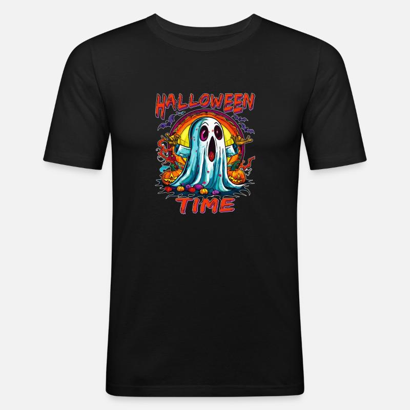 HALLOWEEN TIME - Männer Slim Fit T-Shirt - Schwarz