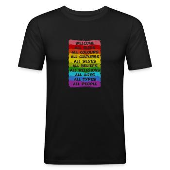 Regenbogen Pride LGBT Toleranz Liebe Gewinnt - Männer Slim Fit T-Shirt - Schwarz - Vorne - Nik (191cm)