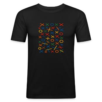 Geometrisches Muster Design - Männer Slim Fit T-Shirt - Schwarz - Vorne - Nik (191cm)