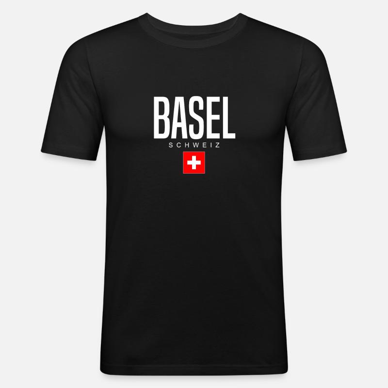 Basel Schweiz - Männer Slim Fit T-Shirt - Schwarz