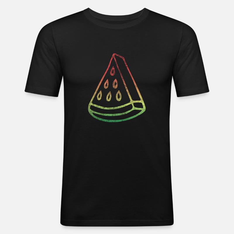 Regenbogen-Melone - Männer Slim Fit T-Shirt - Schwarz