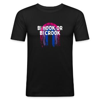 Bi Hook or Bi Crook Bisexual LGBTQ Bi Pride LGBT - Men's Slim Fit T-Shirt - black - Front - Nik (191cm)