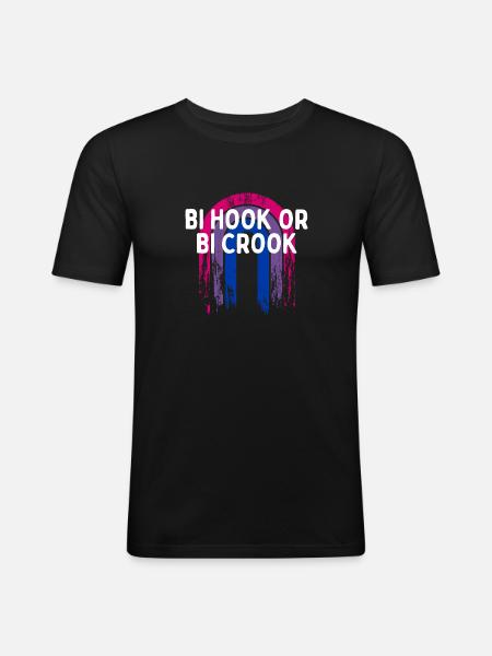 Bi Hook or Bi Crook Bisexual LGBTQ Bi Pride LGBT - Men's Slim Fit T-Shirt - black