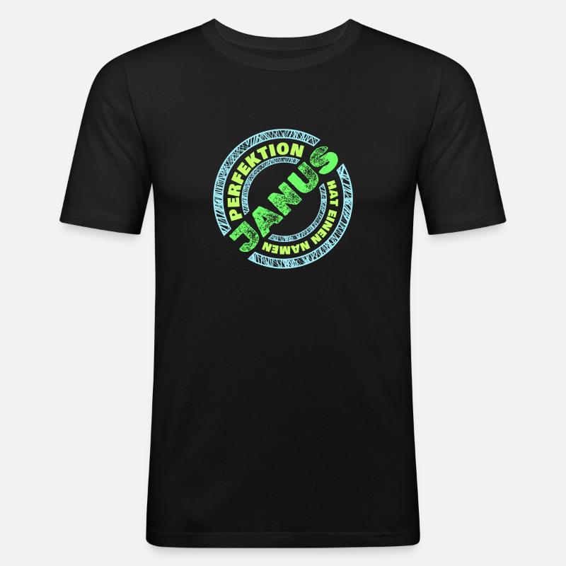 Perfektion Perfekt Janus - Männer Slim Fit T-Shirt - Schwarz