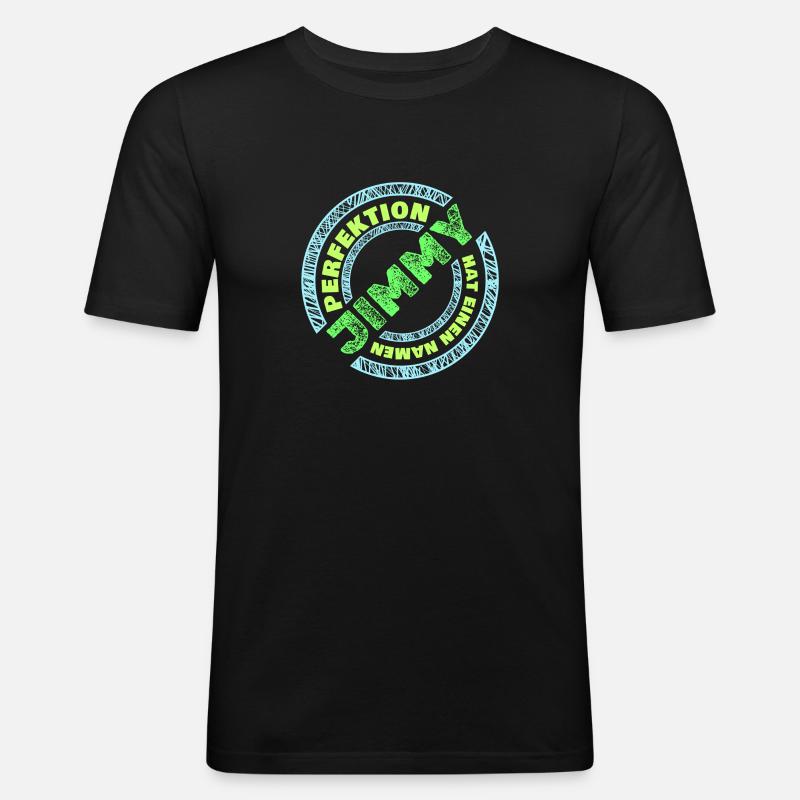Perfektion Perfekt Jimmy - Männer Slim Fit T-Shirt - Schwarz