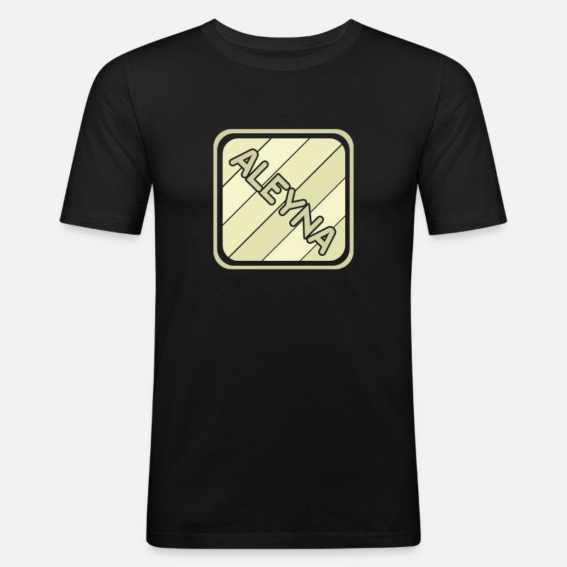 Mädchenname Aleyna - Männer Slim Fit T-Shirt - Schwarz