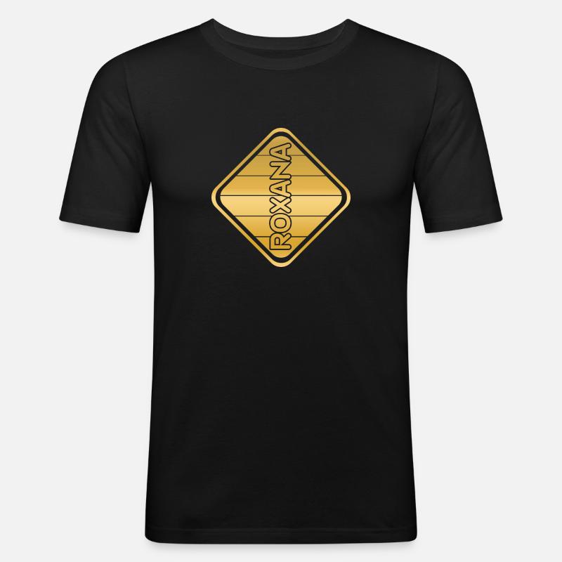 Vorname Roxana - Männer Slim Fit T-Shirt - Schwarz