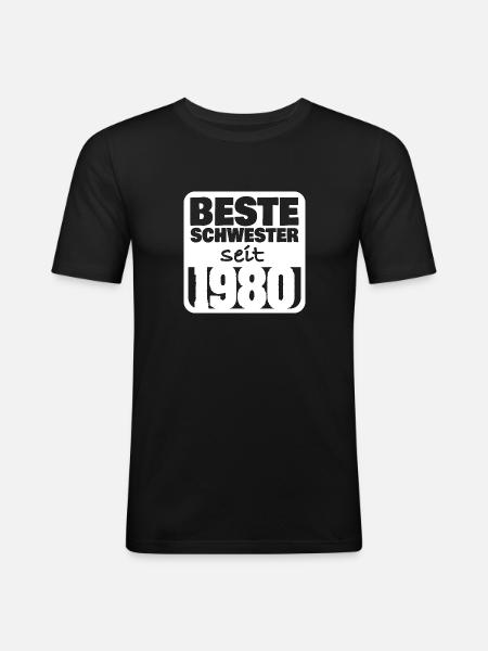 1980 - Männer Slim Fit T-Shirt - Schwarz