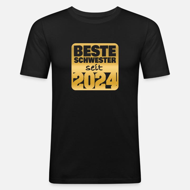 Schwester 2024 - Männer Slim Fit T-Shirt - Schwarz