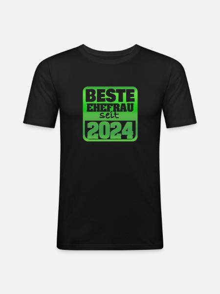 Ehefrau 2024 - Männer Slim Fit T-Shirt - Schwarz