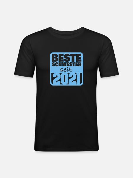 Schwesterchen 2021 - Männer Slim Fit T-Shirt - Schwarz