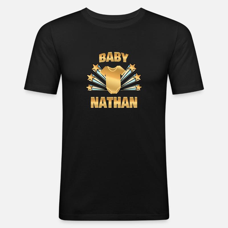 Nathan als Geburt - Männer Slim Fit T-Shirt - Schwarz