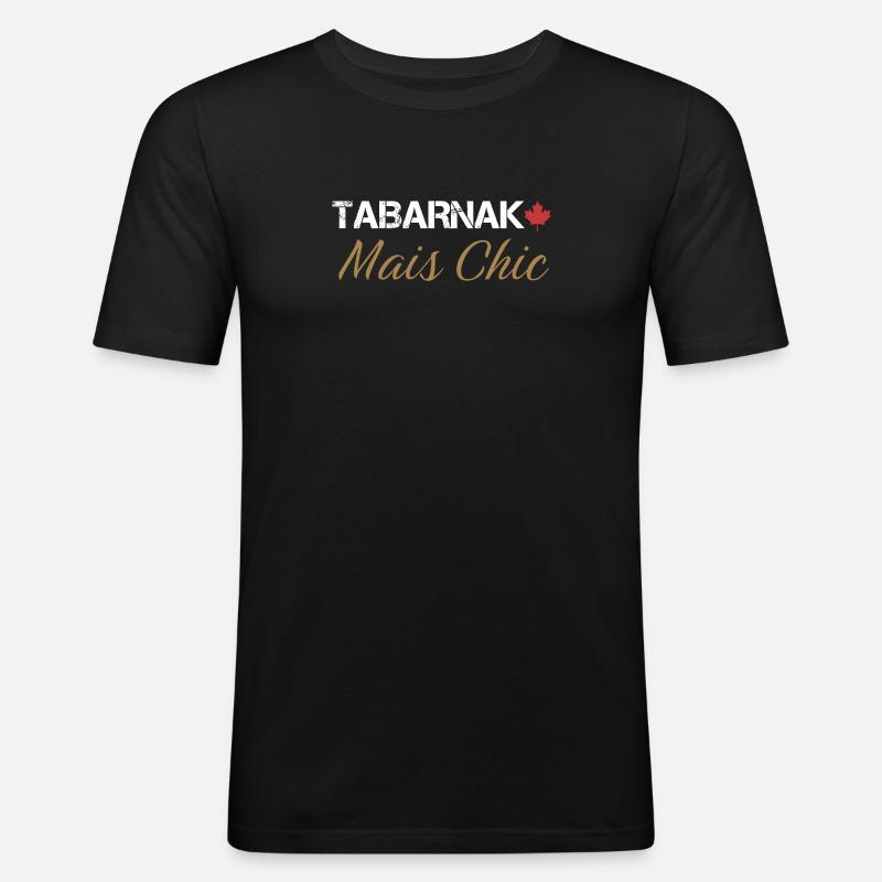 Tabarnak Chic Elegantes Naturmuster - Männer Slim Fit T-Shirt - Schwarz