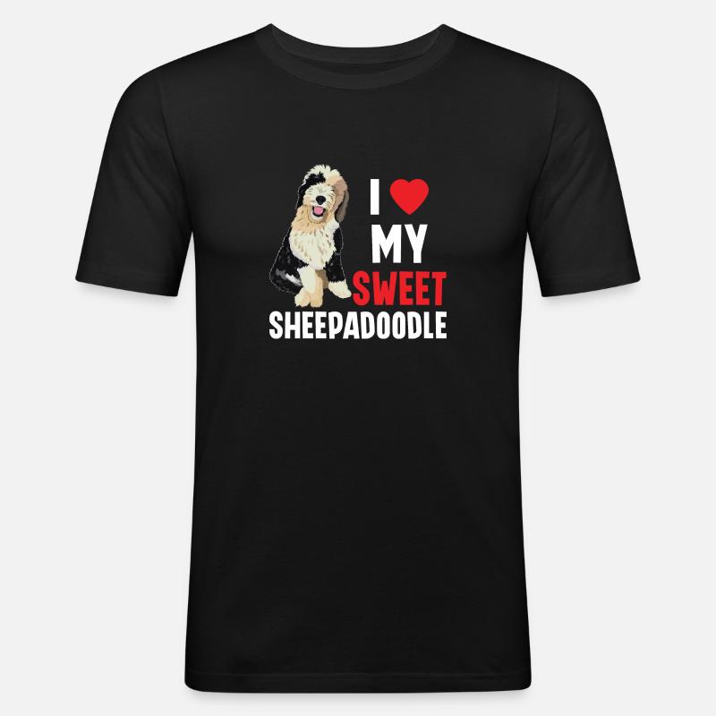Sheepadoodle Doodle Hund - Männer Slim Fit T-Shirt - Schwarz