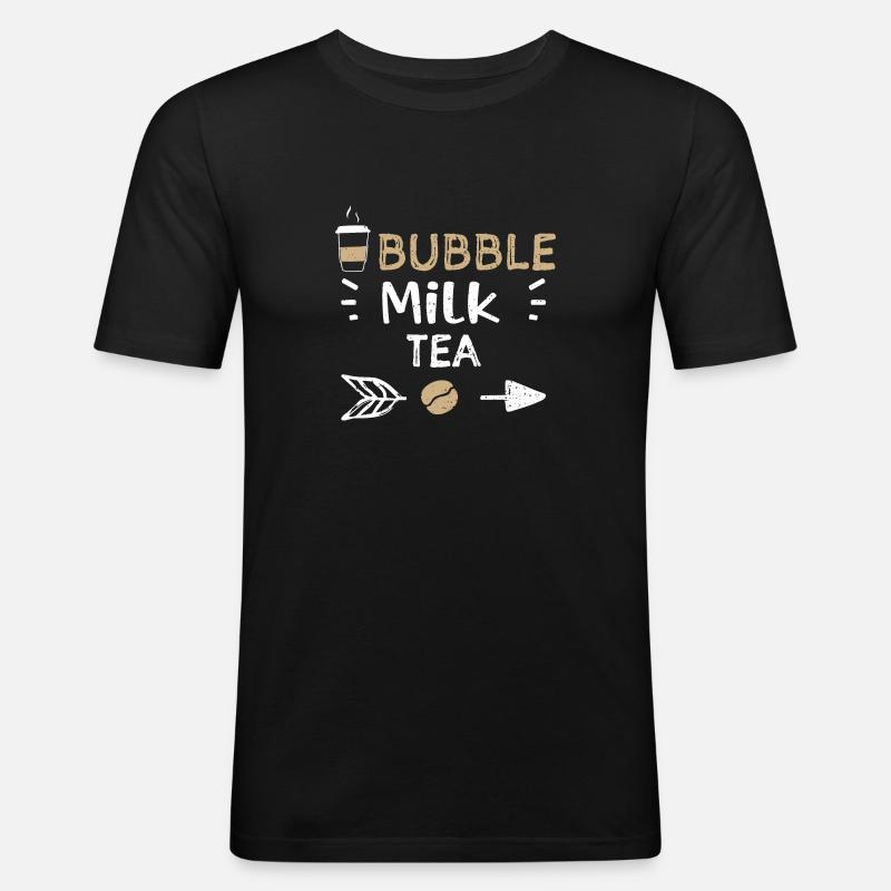 Bubble Milk Tea - Coffee - Männer Slim Fit T-Shirt - Schwarz