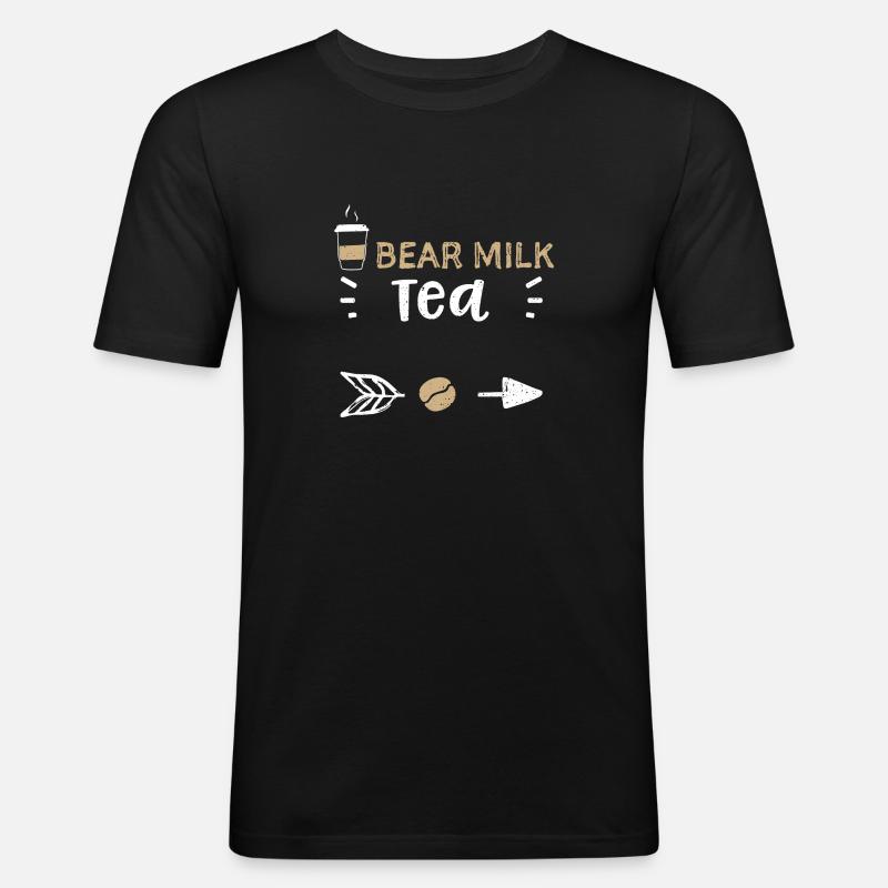 Bear Milk Tea - Coffee - Männer Slim Fit T-Shirt - Schwarz