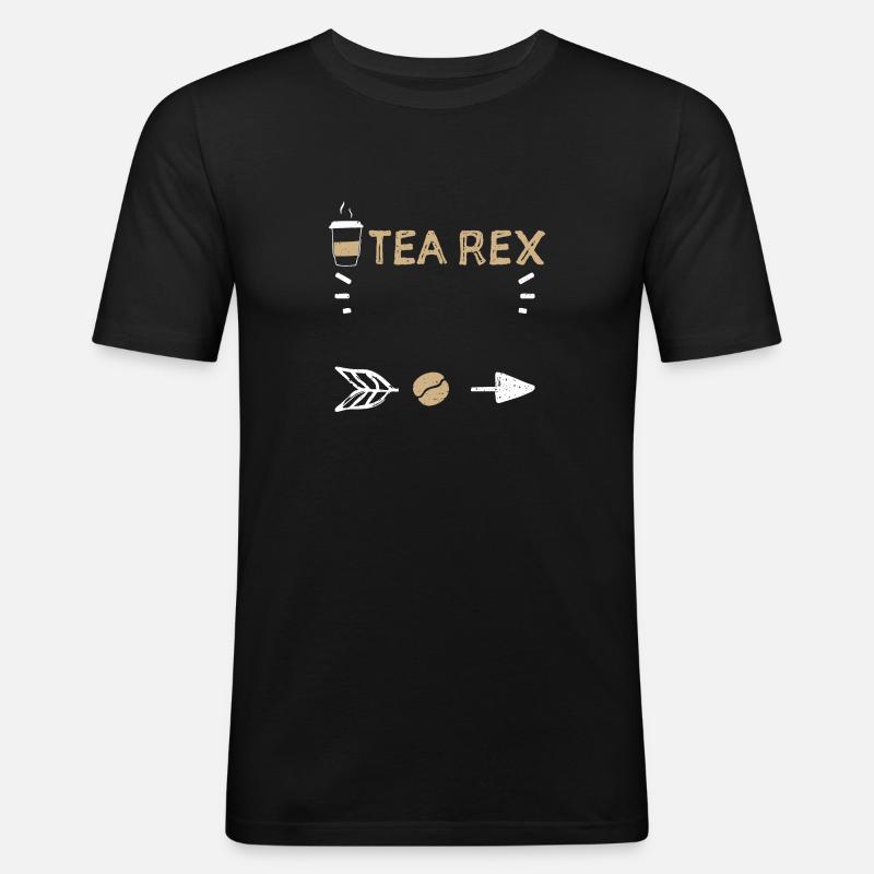 Tea Rex - Coffee - Männer Slim Fit T-Shirt - Schwarz