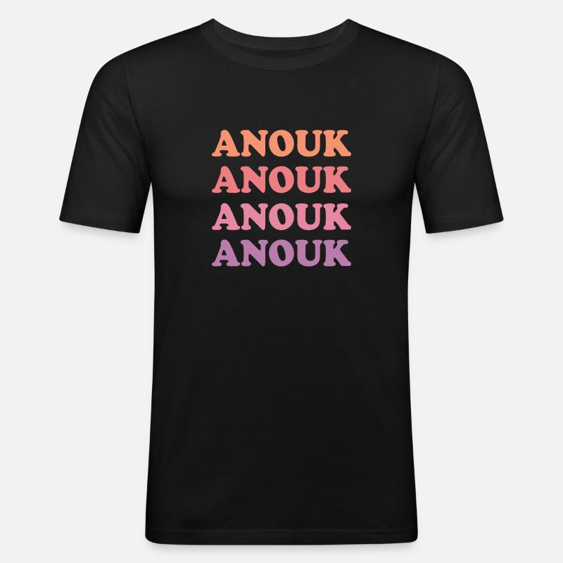 Anouk als Name - Männer Slim Fit T-Shirt - Schwarz