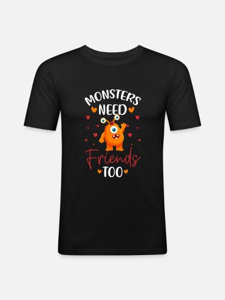 Monster Comic Funny Big Brother - Men's Slim Fit T-Shirt - black