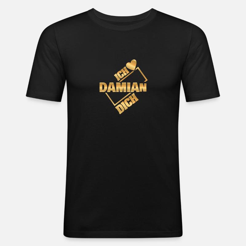 Damian - Männer Slim Fit T-Shirt - Schwarz