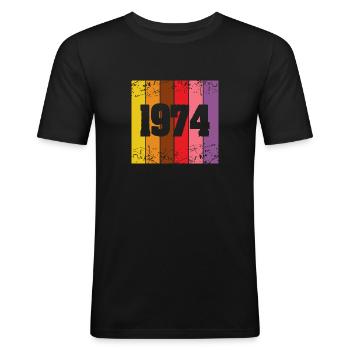 Year 1974 - Men's Slim Fit T-Shirt - black - Front - Nik (191cm)