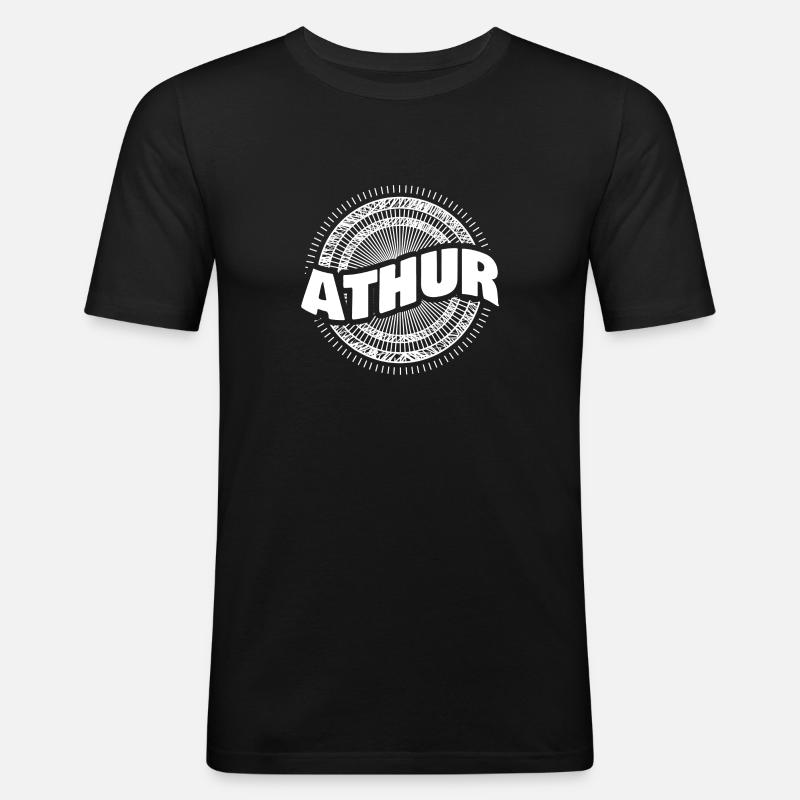 Geschenkidee Athur - Männer Slim Fit T-Shirt - Schwarz