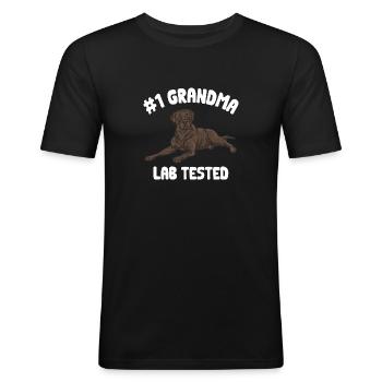 Schoko Brauner Labrador Retriever Hund - Männer Slim Fit T-Shirt - Schwarz - Vorne - Nik (191cm)