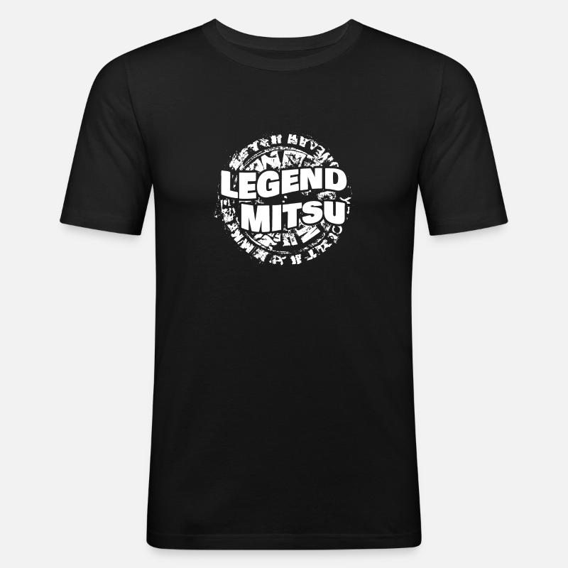 Mann Mitsu - Männer Slim Fit T-Shirt - Schwarz