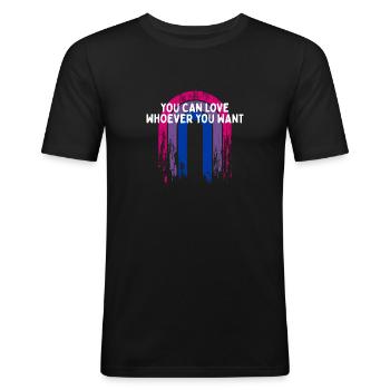 You Can Love Whoever You Want Bisexual LGBTQ Bi - Männer Slim Fit T-Shirt - Schwarz - Vorne - Nik (191cm)