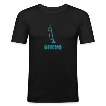 Bruno - Männer Slim Fit T-Shirt - Schwarz - Vorne - Nik (191cm)
