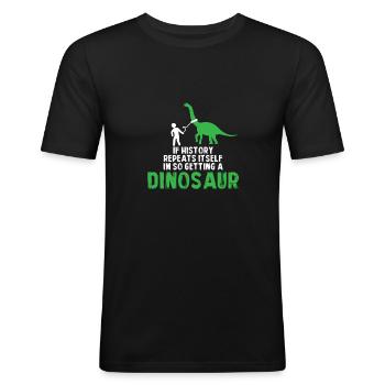 Je veux qu'un dino soit un animal mort - T-shirt près du corps Homme - noir - Devant - Nik (191cm)