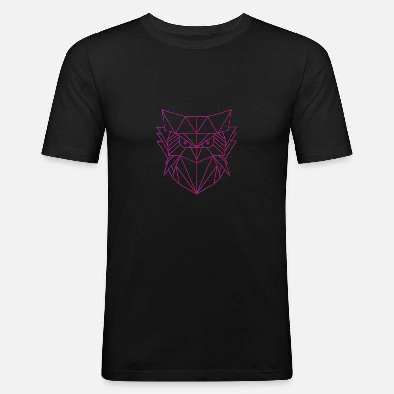 Eule Vogel Geschenk - Männer Slim Fit T-Shirt - Schwarz