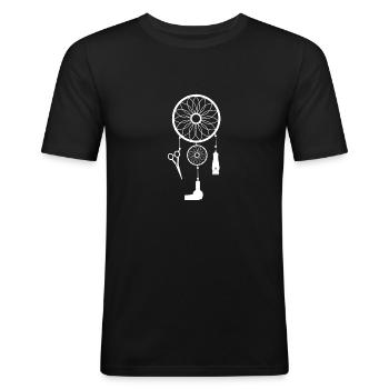 Sèche-cheveux ciseaux peigne coiffeur coupe de cheveux mandala - T-shirt près du corps Homme - noir - Devant - Nik (191cm)