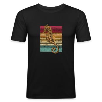 Hippocampe hippocampe poisson mer océan cadeau - T-shirt près du corps Homme - noir - Devant - Nik (191cm)