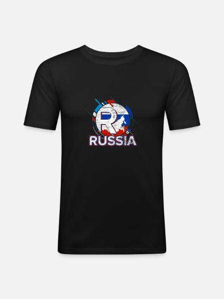 Russie - T-shirt près du corps Homme - noir