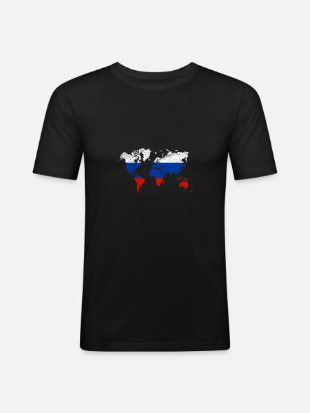 Russia world map - Men's Slim Fit T-Shirt - black