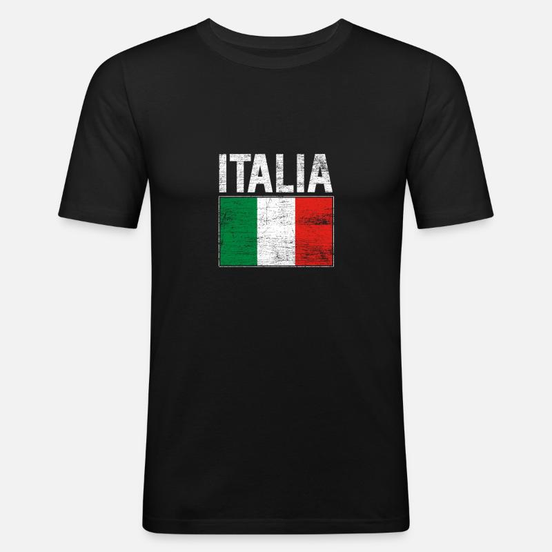 Italia - Maglietta aderente da uomo - nero