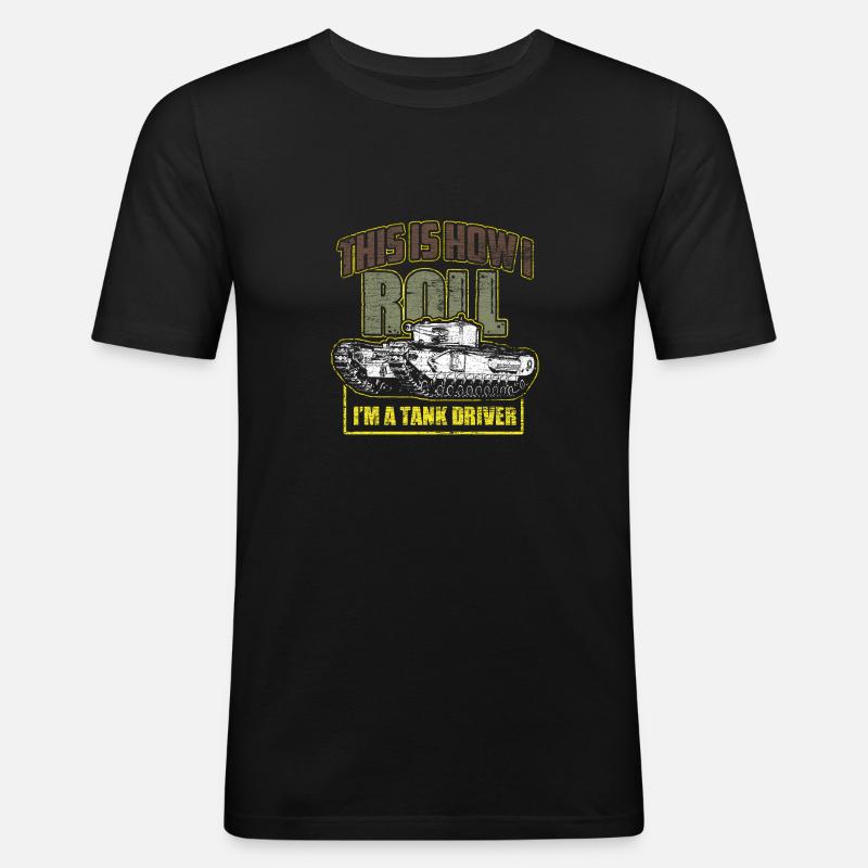 Panzer - Männer Slim Fit T-Shirt - Schwarz