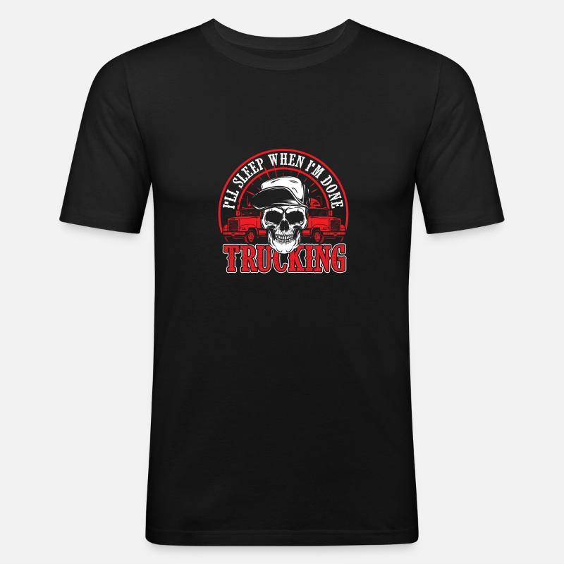 Trucker - Männer Slim Fit T-Shirt - Schwarz