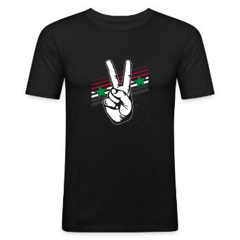 Syrien Flagge Frieden Zeichen Peacezeichen - Männer Slim Fit T-Shirt - Schwarz - Vorne - Nik (191cm)