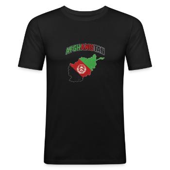 Afghanistan Drapeau Pays Patriote Moyen-Orient - T-shirt près du corps Homme - noir - Devant - Nik (191cm)